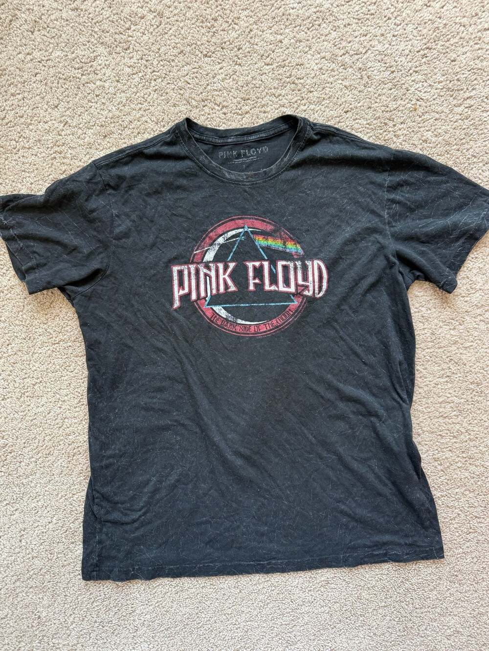 Pink Floyd The Dark Side of the Moon Acid Wash Graphic T-Shirt